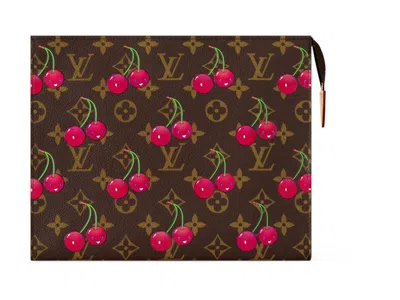 Pre-owned Louis Vuitton Women's  X Takashi Murakami Cherry Toiletry Pouch In Brown Monogram