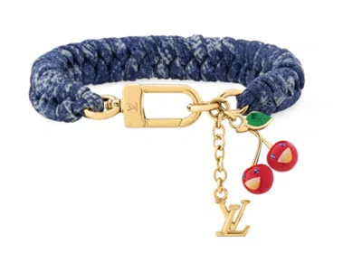 Pre-owned Louis Vuitton Women's  X Takashi Murakami Cherry Tressage Bracelet In Denim Monogram