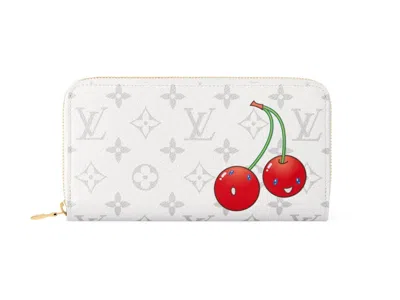 Pre-owned Louis Vuitton Women's  X Takashi Murakami Cherry Zippy Wallet In White Monogram
