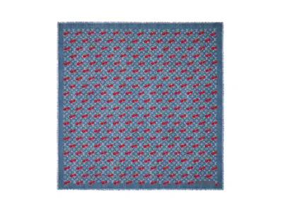 Pre-owned Louis Vuitton Women's  X Takashi Murakami Denim Cherry Shawl In Blue Denim
