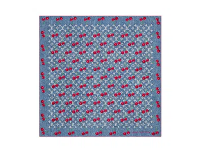 Pre-owned Louis Vuitton Women's  X Takashi Murakami Denim Cherry Square 90 In Blue Denim