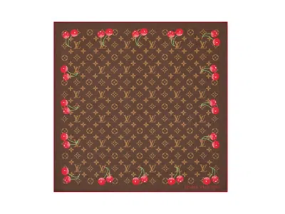 Pre-owned Louis Vuitton Women's  X Takashi Murakami Monogram Cherry Square 55 In Brown