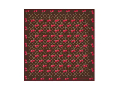 Pre-owned Louis Vuitton Women's  X Takashi Murakami Monogram Cherry Square 90 In Brown
