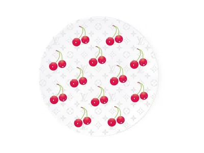 Pre-owned Louis Vuitton Women's  X Takashi Murakami Set Of 2 Cherry Dessert Plates In White Monogram