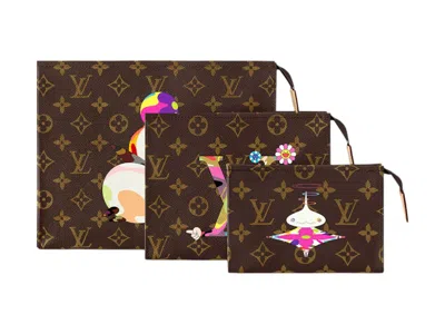Pre-owned Louis Vuitton Women's  X Takashi Murakami Trio Toiletry Pouch In Monogram