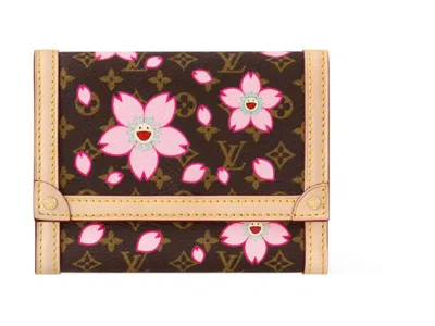 Pre-owned Louis Vuitton Women's  X Takashi Murakami Victorine Wallet In Sakura Brown