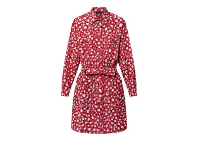 Pre-owned Louis Vuitton Women's  X Yayoi Kusama Infinity Dots Monogram Shirt Dress In Rouge Vif/red/white