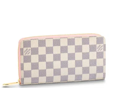 Pre-owned Louis Vuitton Women's  Zippy Wallet Damier Azur In Rose Ballerine Lining
