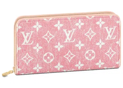 Pre-owned Louis Vuitton Women's  Zippy Wallet Denim Jacquard In Pink