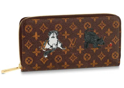 Pre-owned Louis Vuitton Women's  Zippy Wallet Monogram Catogram In Brown/orange In Multi