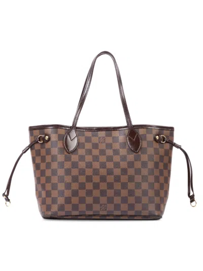 Pre-owned Louis Vuitton Women's Neverfull Cherry Pm Damier Ebene Canvas Tote In Brown