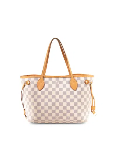 Pre-owned Louis Vuitton Women's Neverfull Pm Damier Azur Canvas Tote In White
