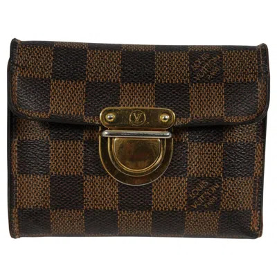 Pre-owned Louis Vuitton Women Portefeuille Trifold Long Wallet Lv Damier Ebene Brown Tan