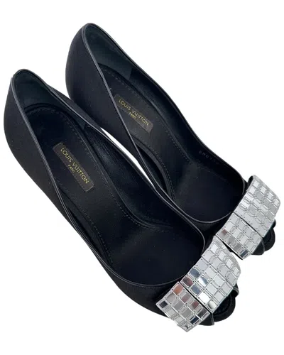 Pre-owned Louis Vuitton Women's Satin Crystal-embellished Peep-toe Pump (authentic Pre-  Loved)