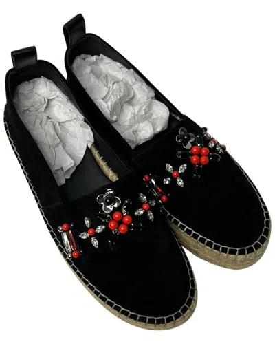 Pre-owned Louis Vuitton Women's Suede Front Pier Crystal Embellished Espadrille  (authentic Pre-loved)