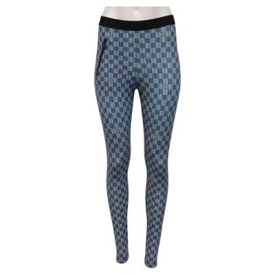 Pre-owned Louis Vuitton Womens Damier Leggings Size Fr 36 Blue Black Checkerboard
