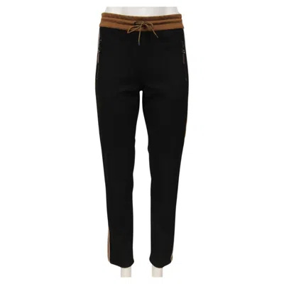 Pre-owned Louis Vuitton Womens Side Stripe Track Pants Small Brown Black Lv Logo Monogram