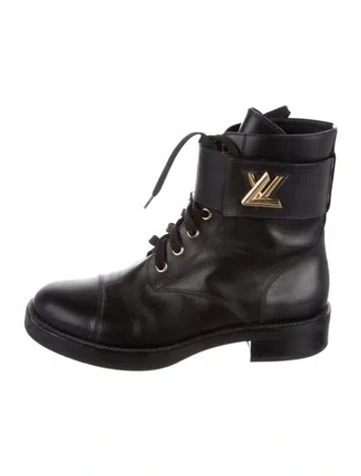 Pre-owned Louis Vuitton Wonderland Ranger Leather Combat Boots In Black
