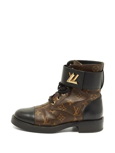 Pre-owned Louis Vuitton Wonderland Ranger Monogram Ankle Boots In Brown