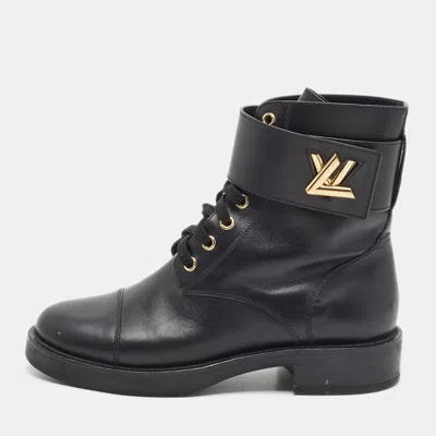 Pre-owned Louis Vuitton Wonderland Ranger Size 36 Black Leather Combat Boots