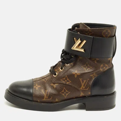 Pre-owned Louis Vuitton Wonderland Ranger Size 37 Brown/black Monogram Canvas And Leather Ankle Boots
