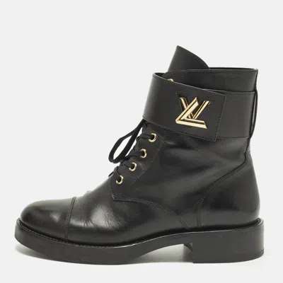 Pre-owned Louis Vuitton Wonderland Ranger Size 38.5 Black Leather Combat Boots