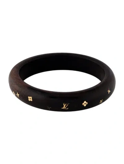 Pre-owned Louis Vuitton Wood Silvania Bangle Bracelet, 8" In Brown