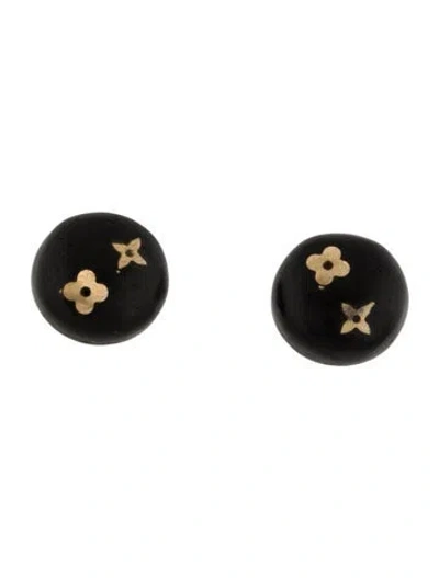 Pre-owned Louis Vuitton Wood Silvania Monogram Stud Earrings In Brown