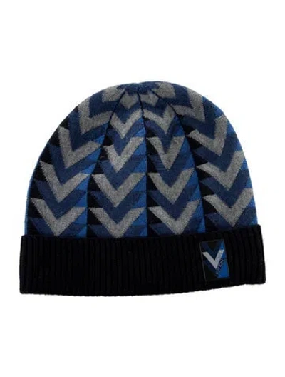 Pre-owned Louis Vuitton Wool Color Block Beanie In Blue