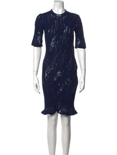 Pre-owned Louis Vuitton Wool Knee-length Dress In Blue