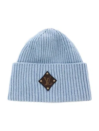 Pre-owned Louis Vuitton Wool Lv Beanie Hat In Blue