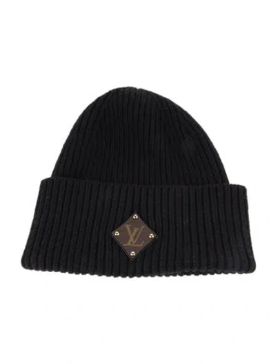 Pre-owned Louis Vuitton Wool Lv Initiales Beanie In Black