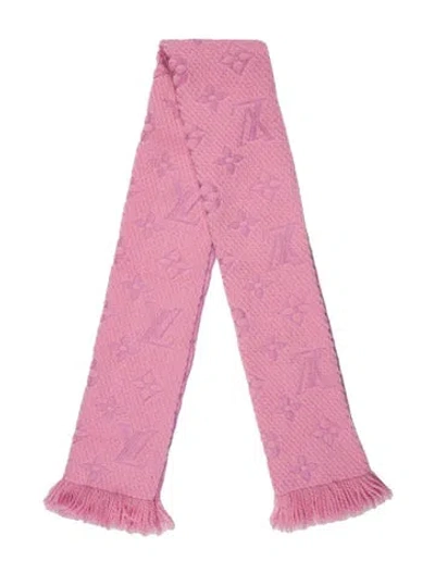 Pre-owned Louis Vuitton Wool Lv Monogram Scarf In Pink