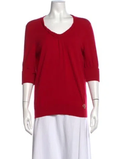 Pre-owned Louis Vuitton Wool Scoop Neck Sweater In Red