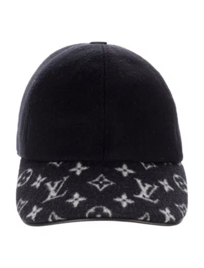Pre-owned Louis Vuitton Wool Silk Monogram Endless Cap L Black Sold Out