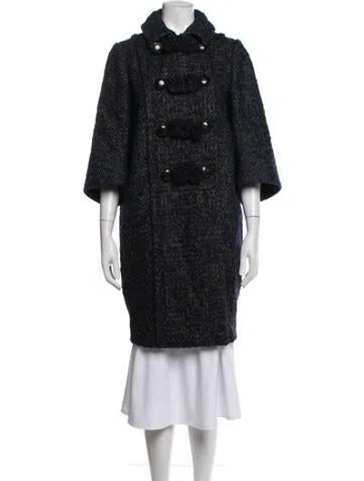 Pre-owned Louis Vuitton Wool Tweed Pattern Coat In Blue