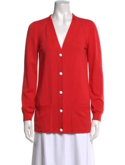 Pre-owned Louis Vuitton Wool V-neck Sweater In Red