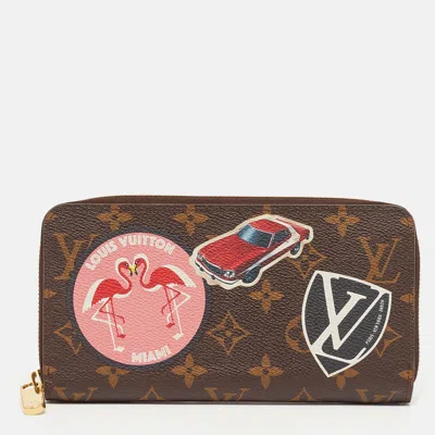 Pre-owned Louis Vuitton World Tour Zippy Monogram Canvas Wallet In Brown