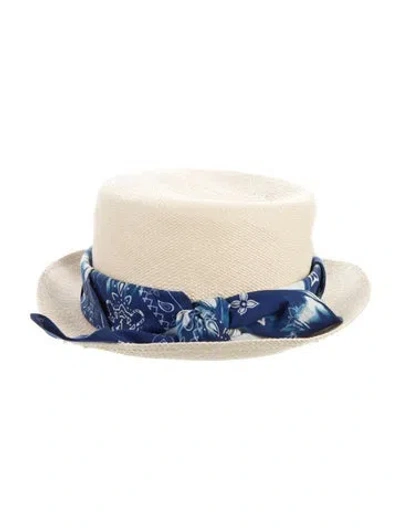 Pre-owned Louis Vuitton Woven Palm Sun Hat In Neutral