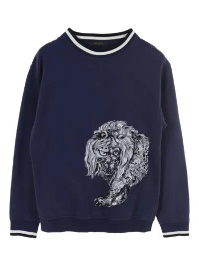 Pre-owned Louis Vuitton X Chapman Brothers 2010 Animal-print Sweatshirt In Blue