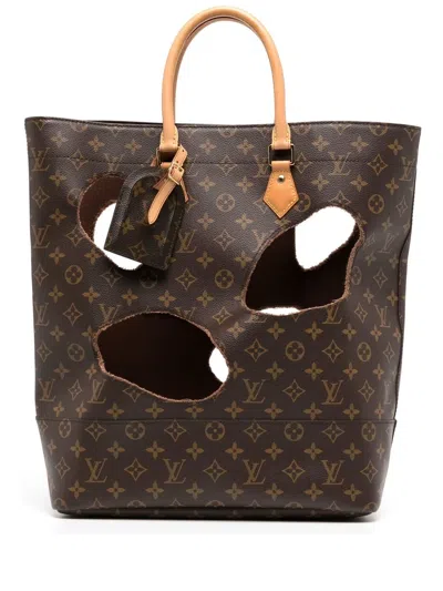 Pre-owned Louis Vuitton X Comme Des Garçons 2014 Burned Holes Monogram Tote Bag In Brown