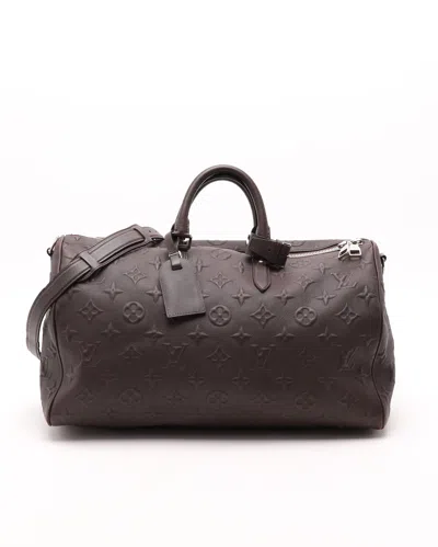 Pre-owned Louis Vuitton X Edun Revelation Keepall Bandoulière 45 Weekend Bag In Brown