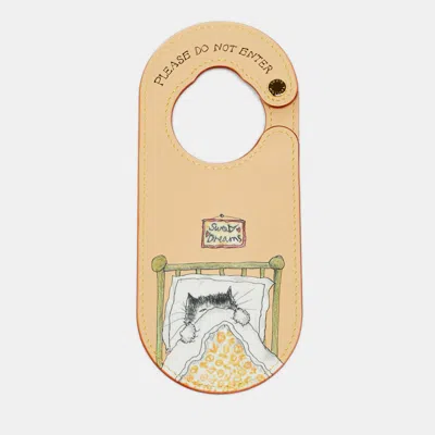 Pre-owned Louis Vuitton X Grace Coddington Sleeping Cat Door Sign Bag Charm Multicolor Leather