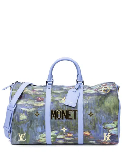 Pre-owned Louis Vuitton X Jeff Koons Limited Edition Lavender Masters Collection Monet Canvas Keepall Bandouli