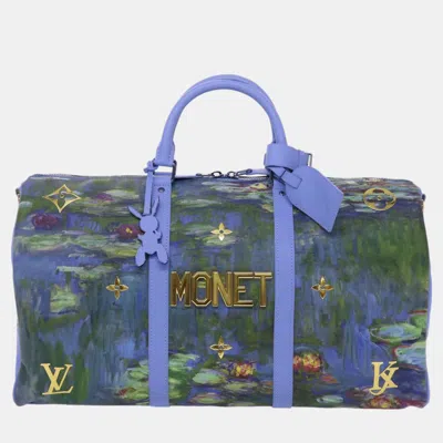 Pre-owned Louis Vuitton X Jeff Koons Multicolor Masters Collection Manet 50 Speedy Bandouliere Duffel Bags In Blue