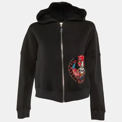 Pre-owned Louis Vuitton X Kansai Yamamoto Black Cotton Kabuki Sequin Patch Hoodie Xs
