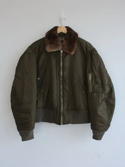 Pre-owned Louis Vuitton X Marc Jacobs Louis Vuitton Fall 2004 Fur Collar Bomber Jacket In Green