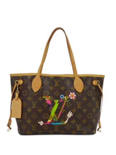 Pre-owned Louis Vuitton X Murakami 2007  Neverfull Pm Tote Bag In Brown