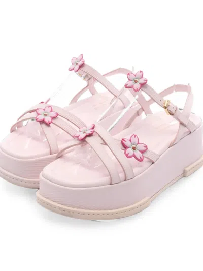 Pre-owned Louis Vuitton X Murakami 2010s Flower-detail Leather Sandals In 粉色