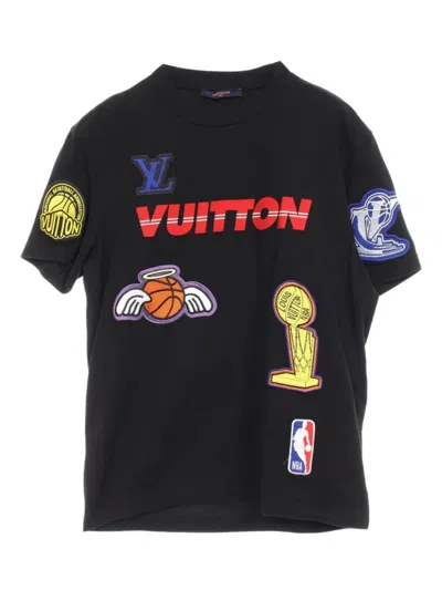 Pre-owned Louis Vuitton X Nba 2010s Multi Logo-patch T-shirt In Black